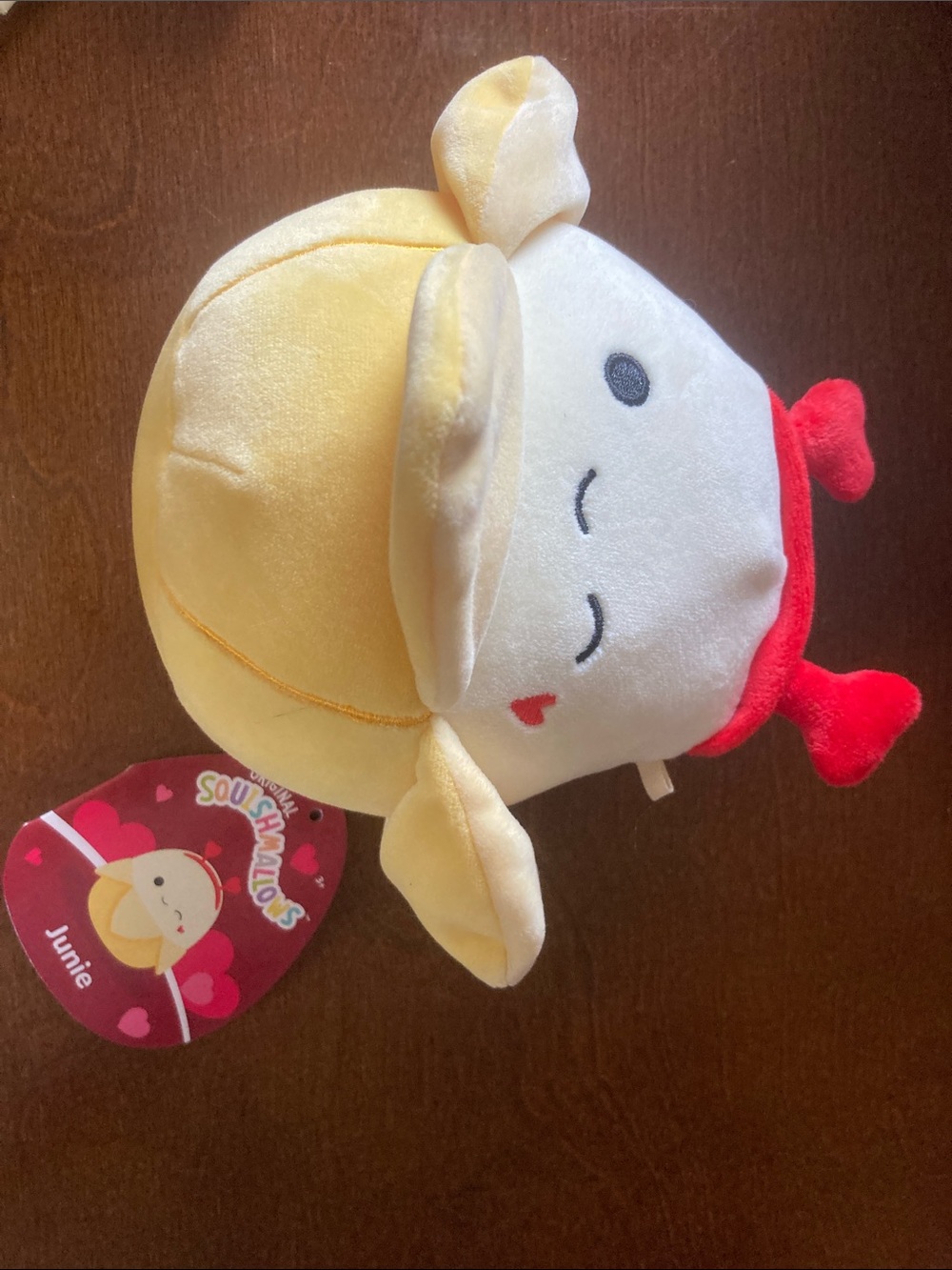 Squishmallows Junie Plush – Yellow banana with Valentine heart headband